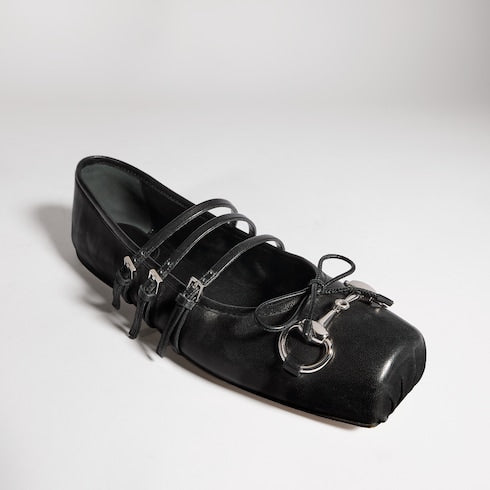 Women's Gucci Horsebit ballet flat - black leather