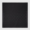 GG jacquard silk wool shawl - black