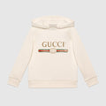 White Cotton Children's Sweatshirt With Gucci Logo & Hood - White Cotton