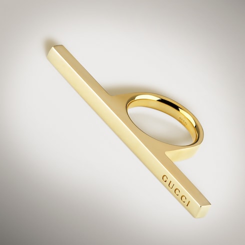 Horizontal bar ring - gold-toned brass