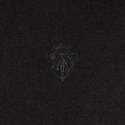 Knit wool turtleneck with embroidery - black
