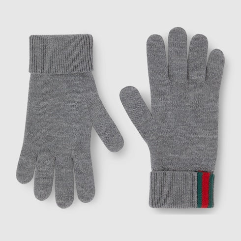 Wool gloves with Web - grey