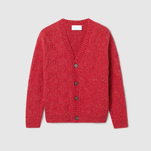 Children's GG cotton cardigan - red