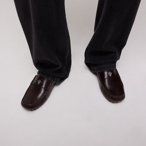 Men's driver with Gucci crest - dark brown leather