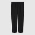 Wool blend twill pant with logo - black