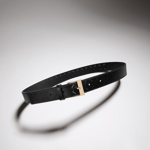 Belt with squared buckle - black GG leather