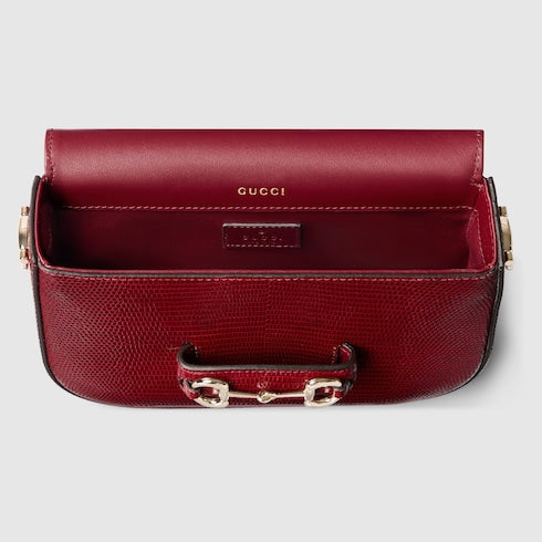 Gucci Horsebit 1955 lizard mini bag - Rosso Ancora red