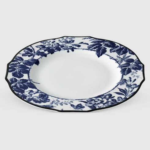 Herbarium dinner plate, set of two - blue and white porcelain