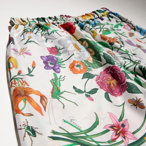 Printed silk twill pants - multicolor