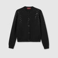 Fine wool cardigan with GG crystals - black