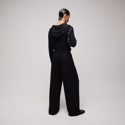 Soft rayon jersey sportswear pants - black