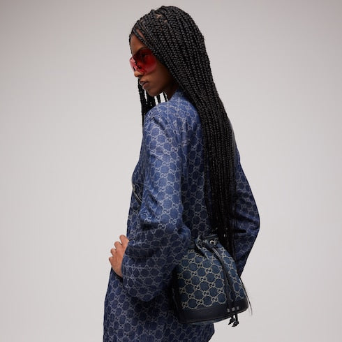 Gucci Venice small bucket bag - dark blue GG denim