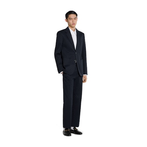 GG cotton gabardine jacquard jacket - dark blue