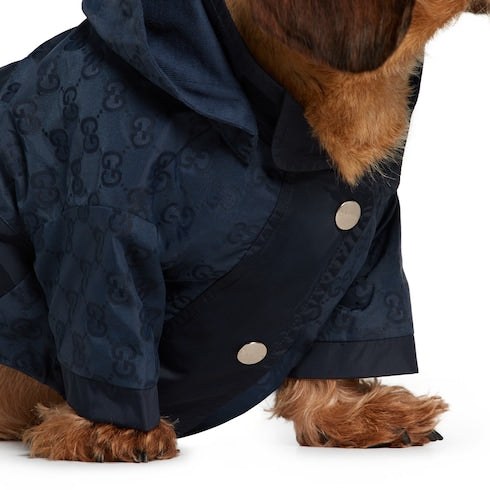 GG nylon pet rain coat - navy blue