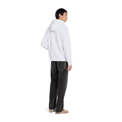 Cotton jersey sweatshirt with print - white