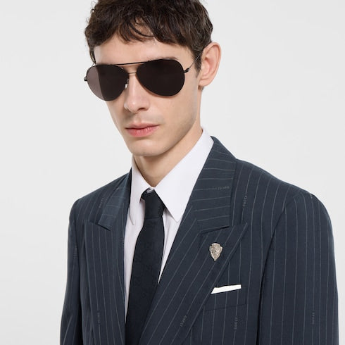 Gucci pinstripe wool jacket - dark blue and grey