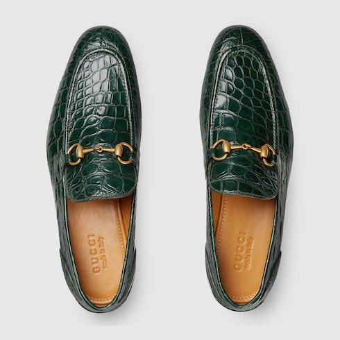 Men's Gucci Jordaan crocodile loafer - green