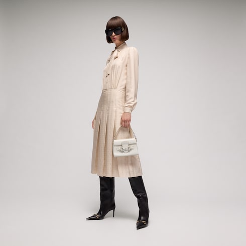 Horsebit Duomo small top handle bag - white leather