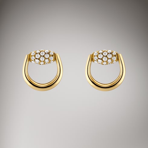 Gucci Horsebit diamond 18k stud earrings - 18k yellow gold