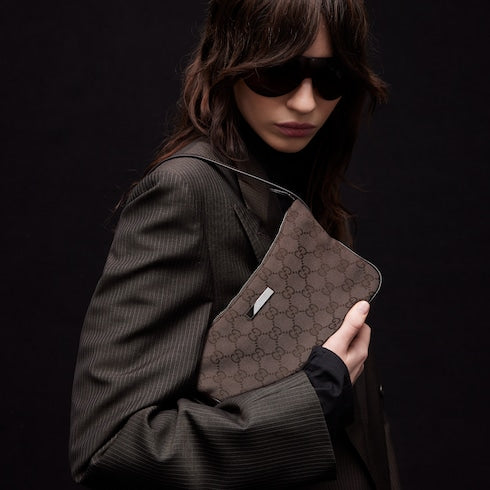 Lady Lunetta small shoulder bag - dark brown GG canvas