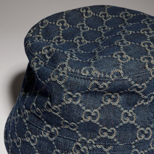 GG cotton denim bucket hat - blue