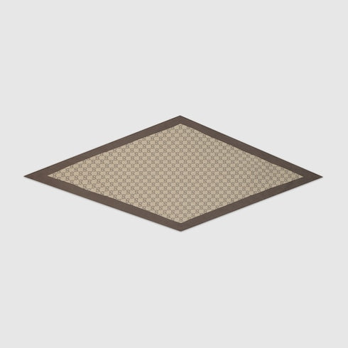 Printed silk twill diamond scarf - camel and brown