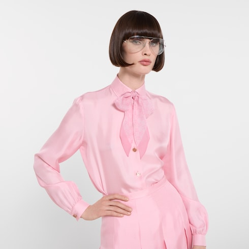 Printed silk chiffon ribbon - light pink