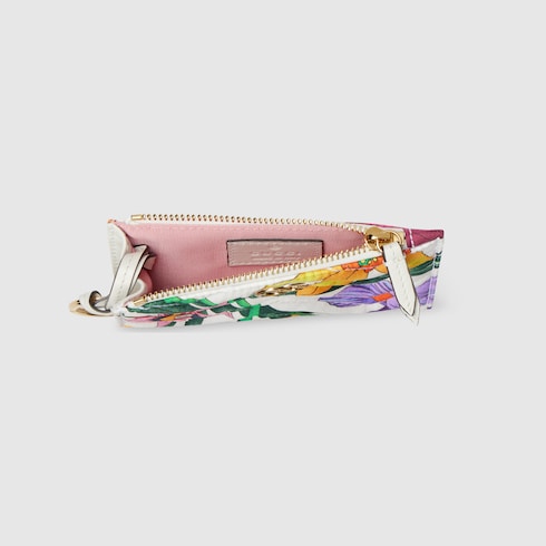 GG Marmont zip key pouch - white silk twill
