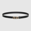 Thin belt with Horsebit buckle - black leather