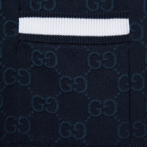 GG fine cotton jacquard cardigan - navy and white