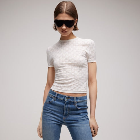 GG cotton devoré T-shirt - white