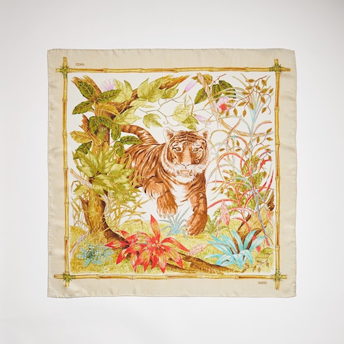 "Il Gattino" printed silk carré - multicolor