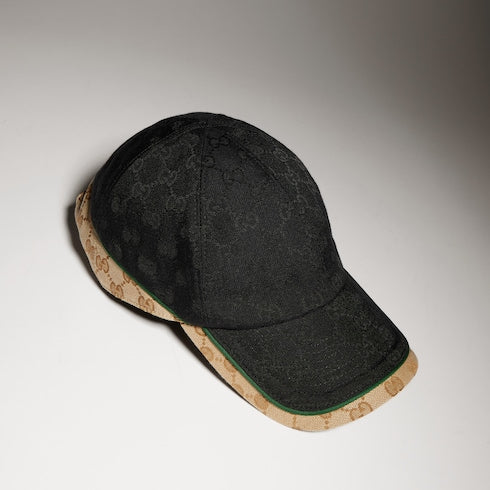 GG cotton canvas baseball hat - black and sand