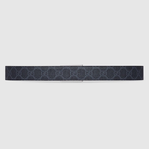 Reversible belt with rectangular buckle - black leather, blue and black Supreme