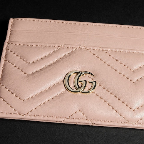 GG Marmont card case - pink beige leather