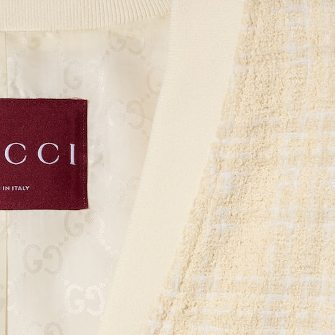 Check cotton tweed jacket - ivory
