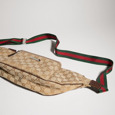 Flatpack large belt bag - sand and brown GG canvas