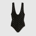 Chenille bodysuit with GG crystals - black