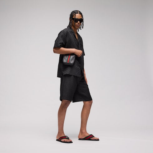 GG canvas linen blend shorts - black
