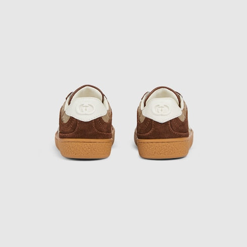 Toddler G74 sneaker - beige and dark brown canvas