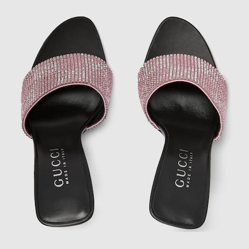Women's crystal Bombshell slide sandal - light pink GG crystal