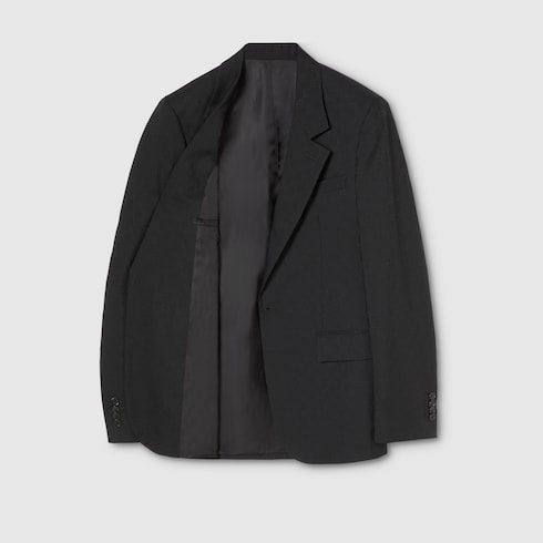 Single-breasted GG wool jacket - black