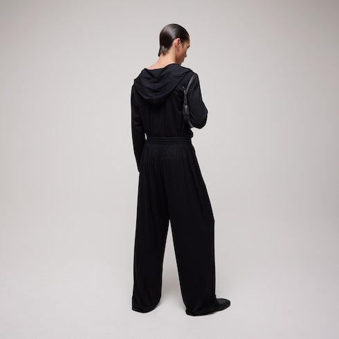 Soft rayon jersey zip jacket - black