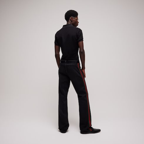 GG technical jersey jacquard polo shirt - black