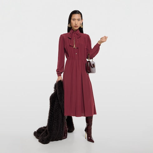 Silk crêpe de chine dress - bordeaux