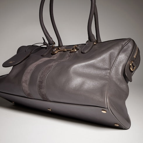 Borsetto large boston bag - dark grey leather
