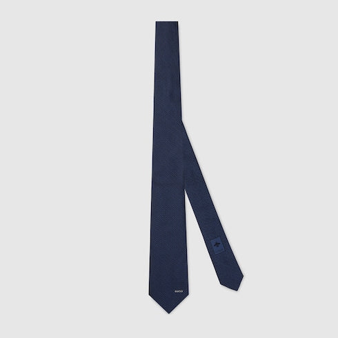 Gucci Horsebit silk jacquard tie - navy
