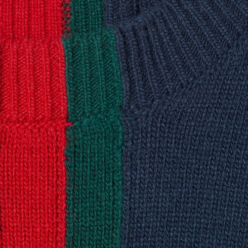 Fine knit wool sweater with Web - blue