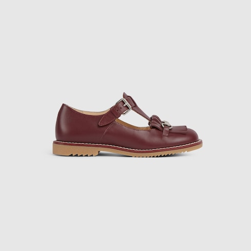 Children's moccasin with Horsebit - bordeaux leather