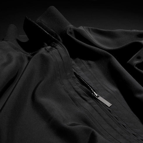 Silk poplin zip jacket - black